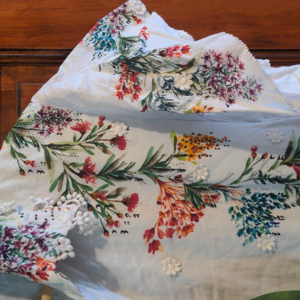 Farm Rio Jumpsuit white floral lace Large - Picture 6 of 8